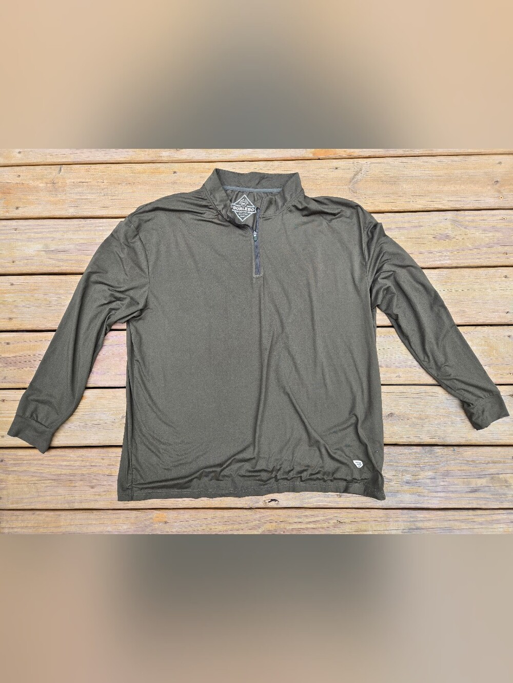 BURLEBO Men's Olive Green Lightweight Quarter-Zip Shirt Jacket